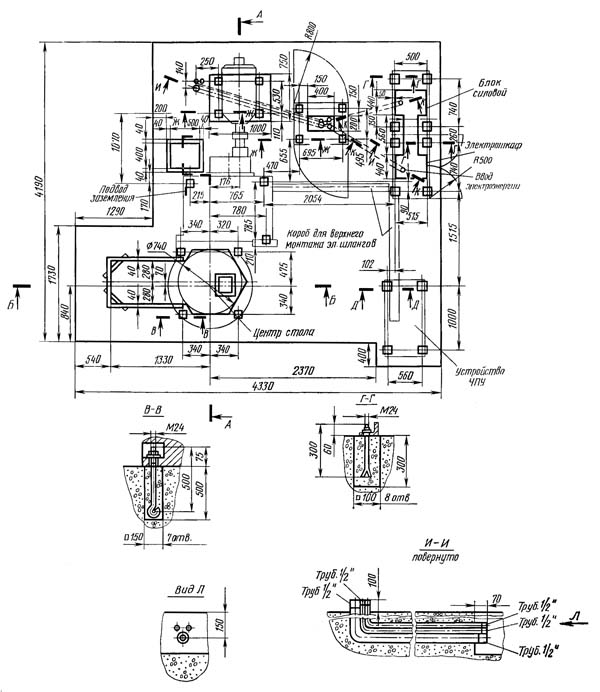 Настановне креслення токарно-карусельного верстата 1516Ф3 1516Ф3 Настановне креслення токарно-карусельного верстата